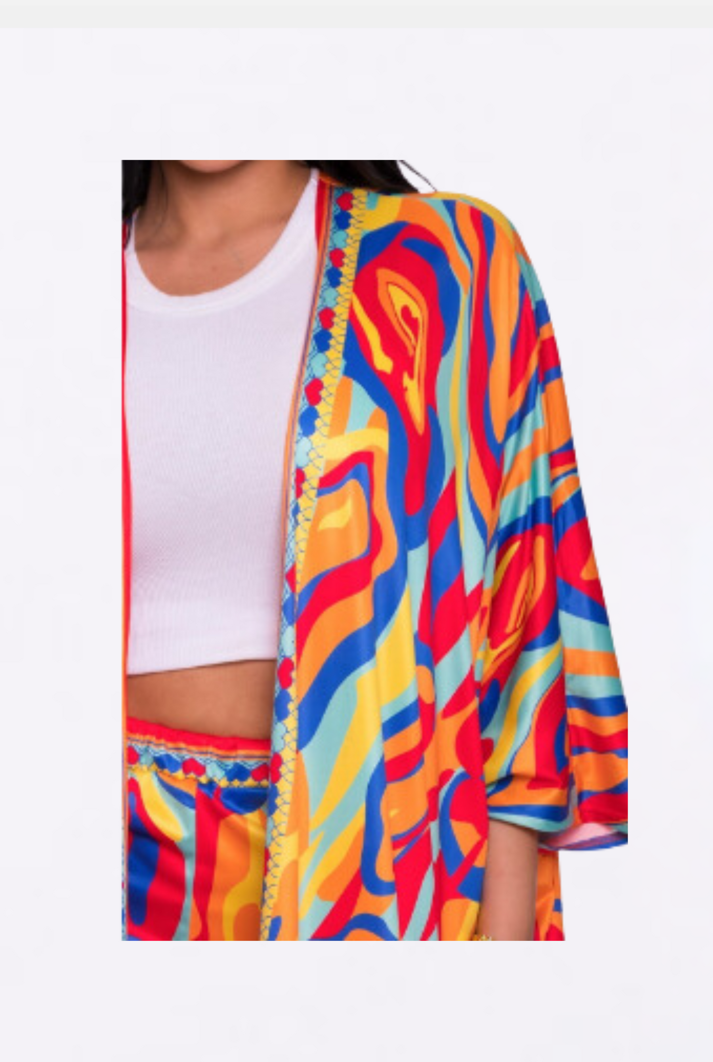 Abstract Shorts & Kimono Set